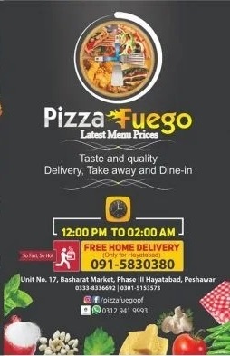 Pizza Fuego Peshawar Menu Prices