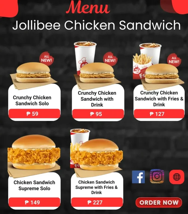Jollibee Chicken Sandwich Menu Price Philippines