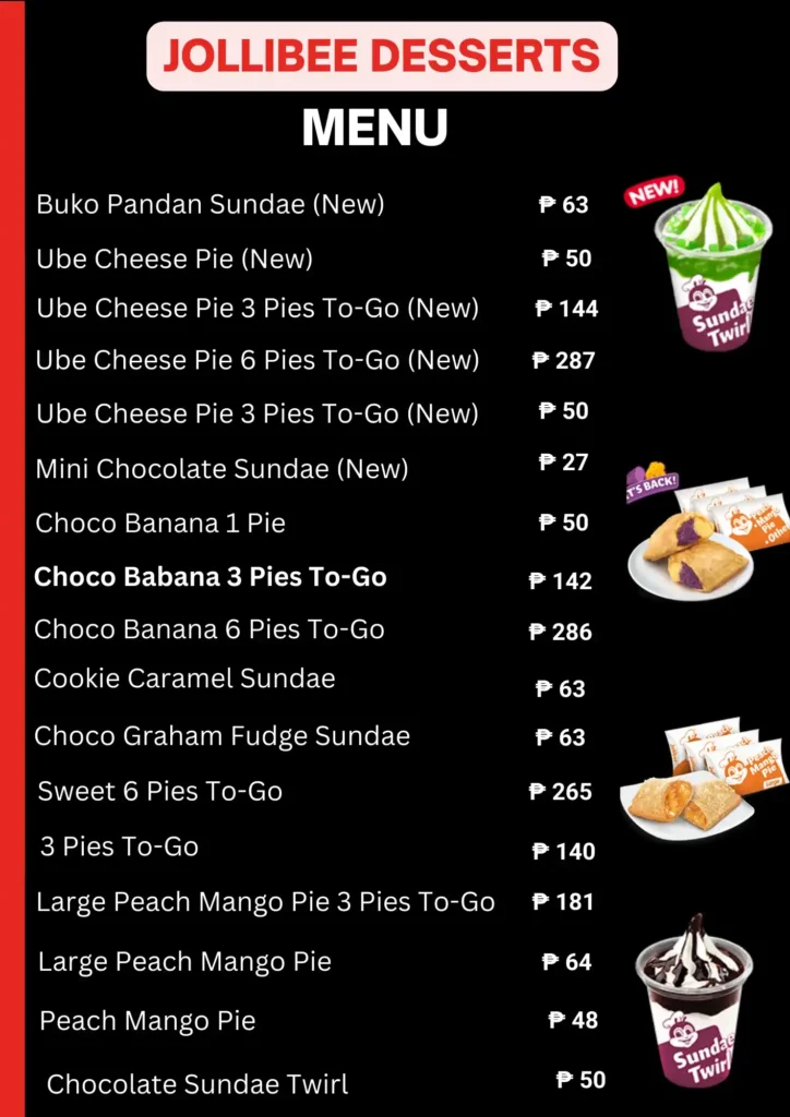 Jollibee Desserts Menu With Updated Prices Philippines