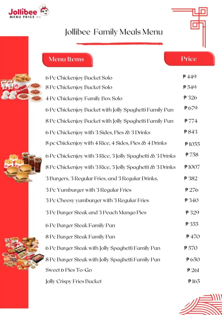 Jollibee Family Meal Menu & Prices In Philippines