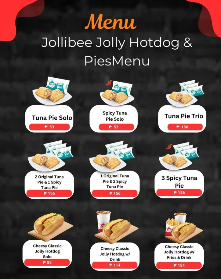 Jollibee Jolly Hotdog & Pies Menu Price Philippines