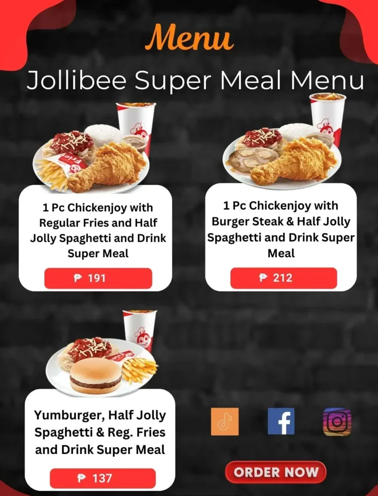Jollibee Super Meal Menu Price Philippines