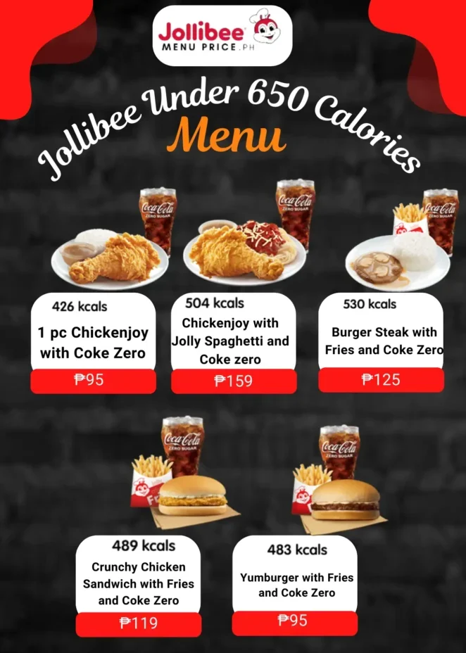 Jollibee Under 650 Calories Menu Philippines