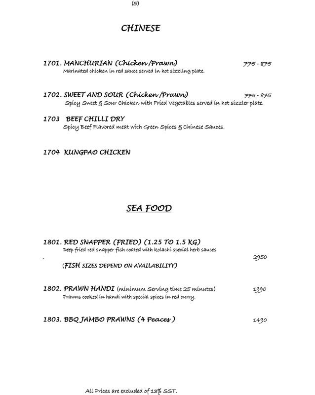 Kolachi Do Darya Menu 5