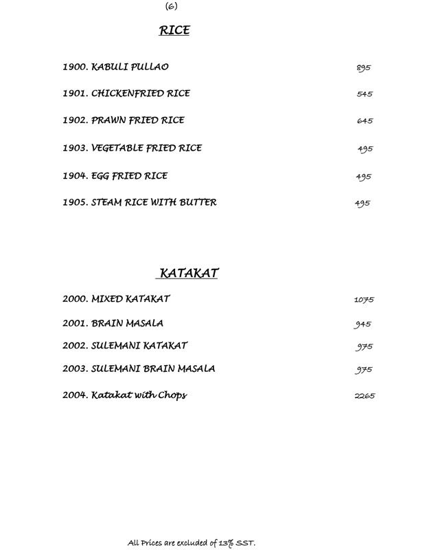 Kolachi Do Darya Menu 6