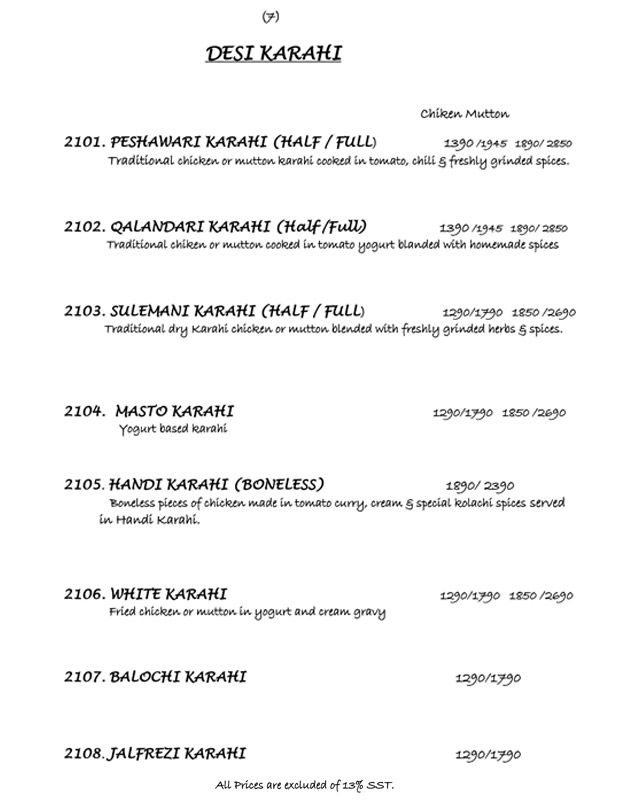 Kolachi Do Darya Menu 7